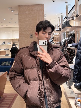 Brown Quilted Puffer Down Jacket view 4