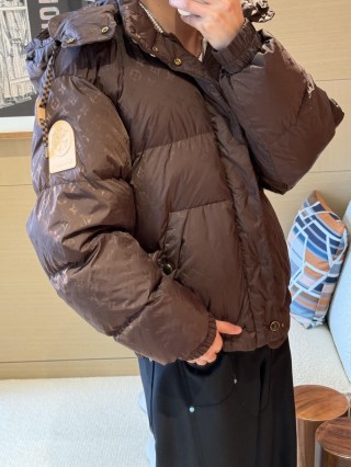 Brown Quilted Puffer Down Jacket view 5