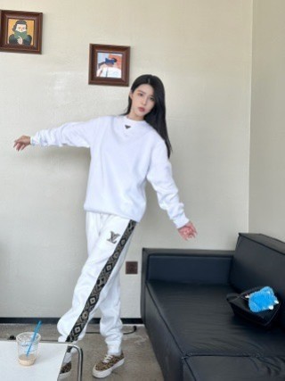 Louis Vuitton White Track Pants with Side Stripe