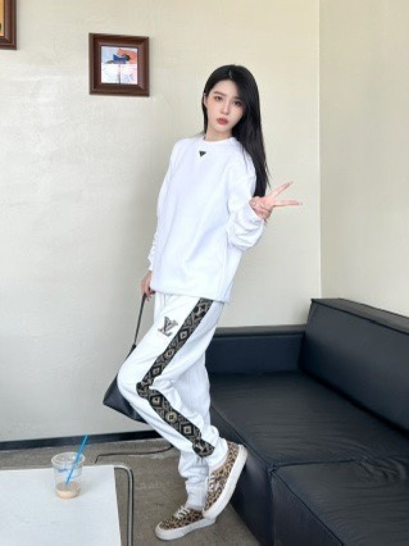 Louis Vuitton White Track Pants with Side Stripe view