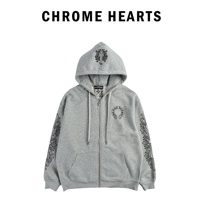 Chrome Hearts 25FW Air Layer Waffle Zip Hoodie Grey