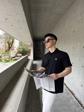 Versace Medusa Logo Navy Polo Shirt view 4