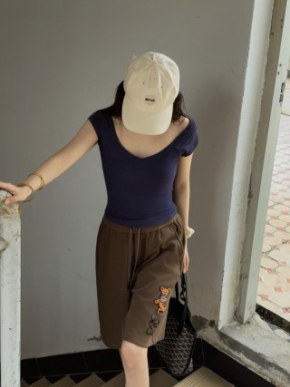 Brown Bear Embroidered Shorts view 5