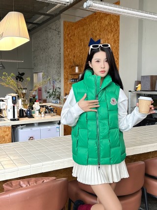 Moncler Green Quilted Down Vest view 6
