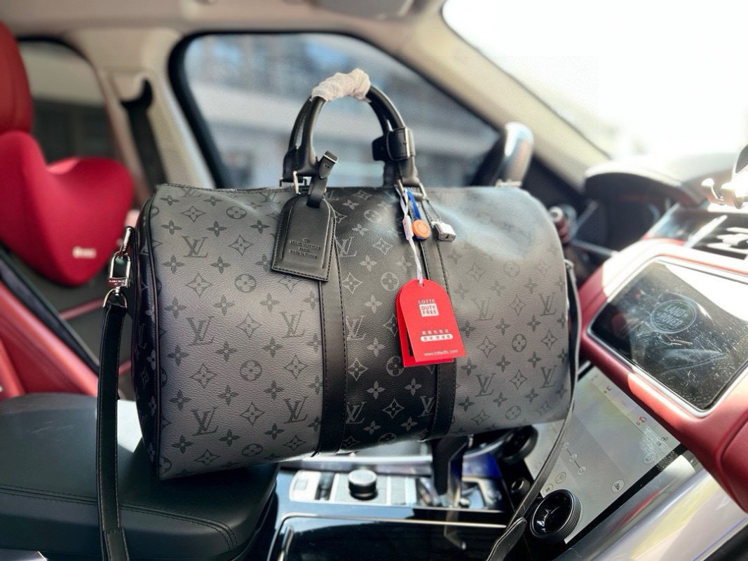 Louis Vuitton Keepall 45 Monogram Canvas Travel Bag Black