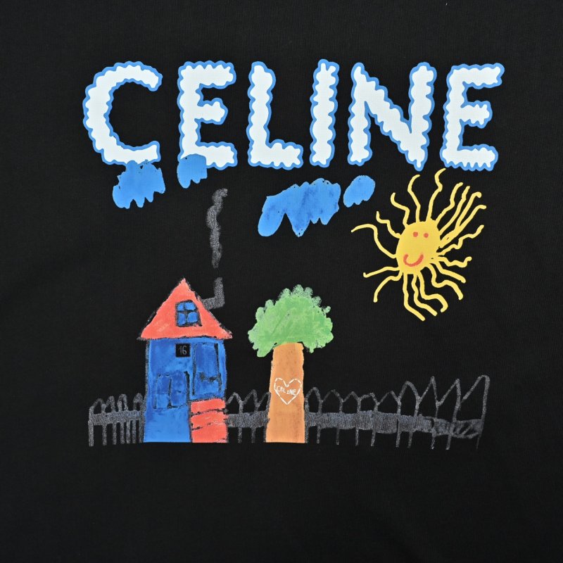 Celine Black Graphic House Print T-Shirt view