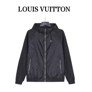 Louis Vuitton Monogram Hooded Windbreaker Jacket Black
