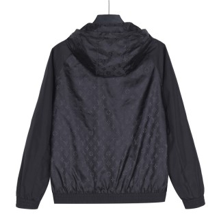 Louis Vuitton Monogram Hooded Windbreaker Jacket Black view 2