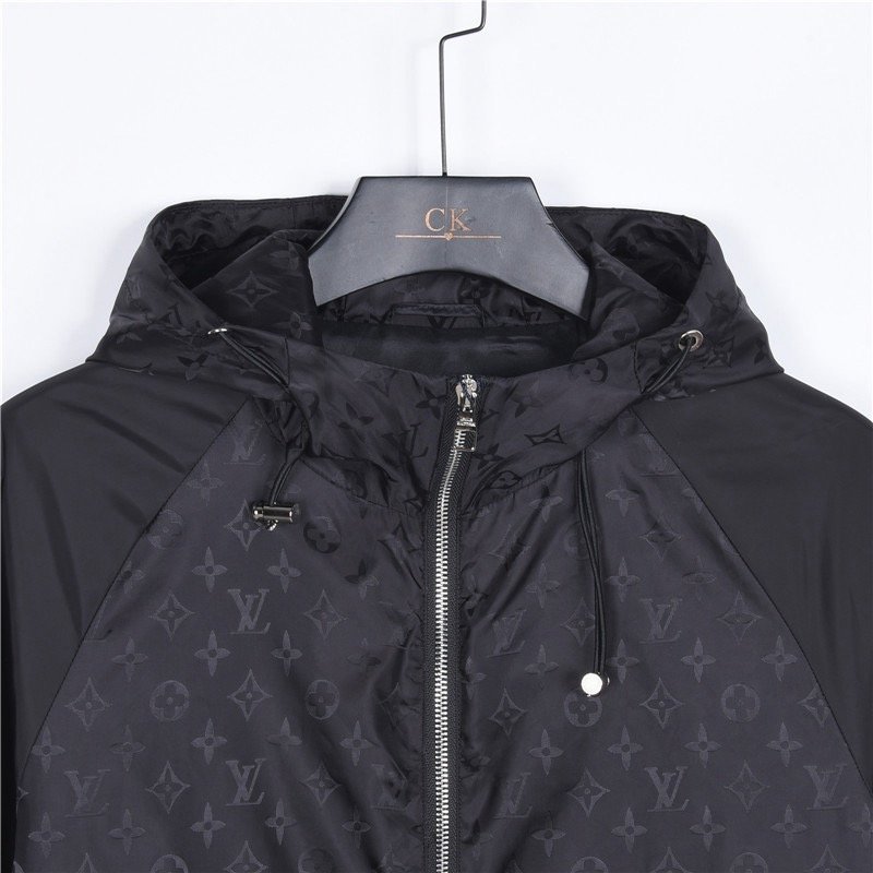 Louis Vuitton Monogram Hooded Windbreaker Jacket Black view