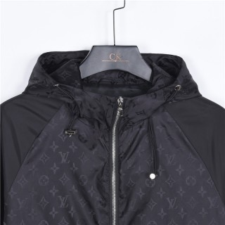 Louis Vuitton Monogram Hooded Windbreaker Jacket Black view 3
