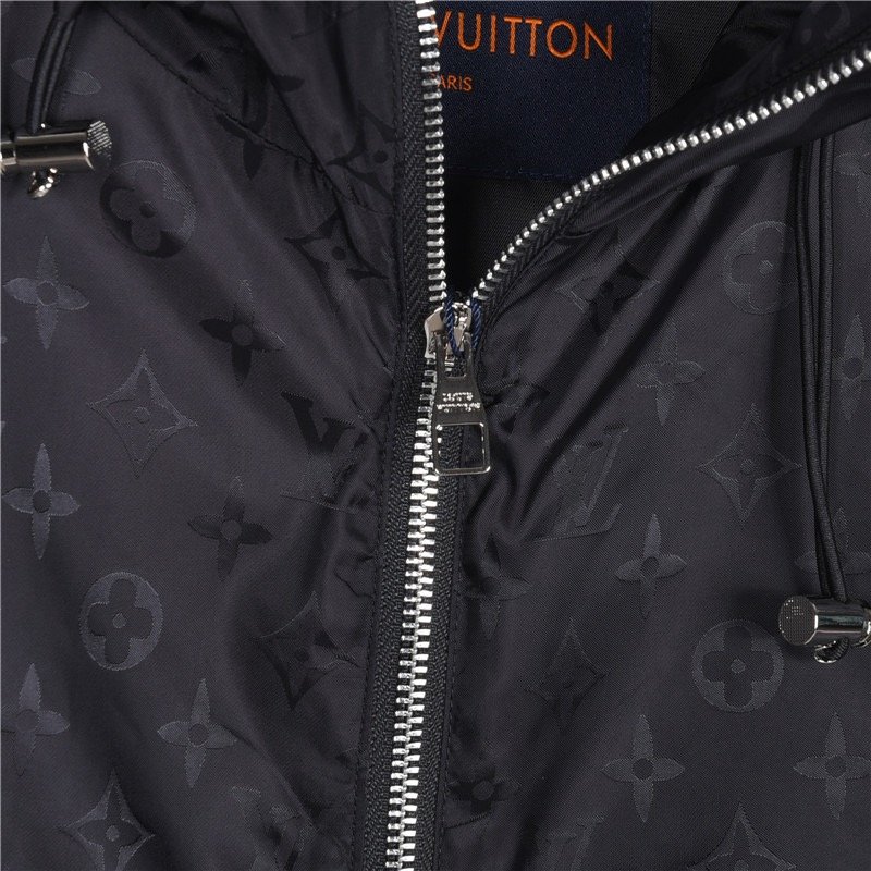 Louis Vuitton Monogram Hooded Windbreaker Jacket Black view