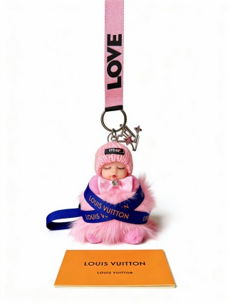 Louis Vuitton Pink Doll Keychain with LV Strap