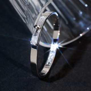 Hermès Kelly Diamond Pave White Gold Bangle Bracelet