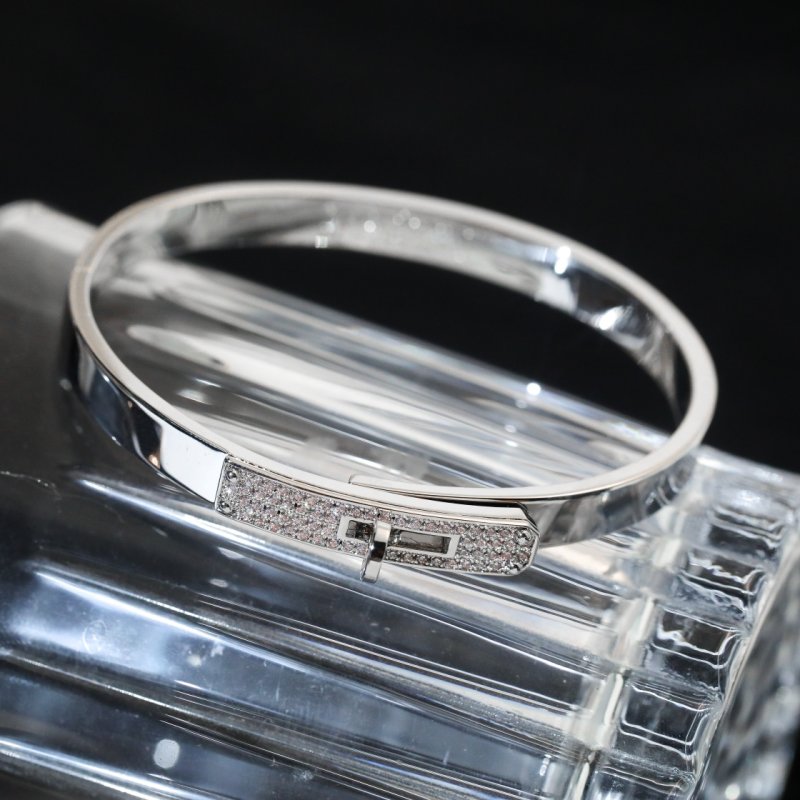 Hermès Kelly Diamond Pave White Gold Bangle Bracelet view