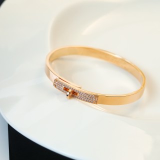 Hermès Kelly Diamond Pave White Gold Bangle Bracelet view 5