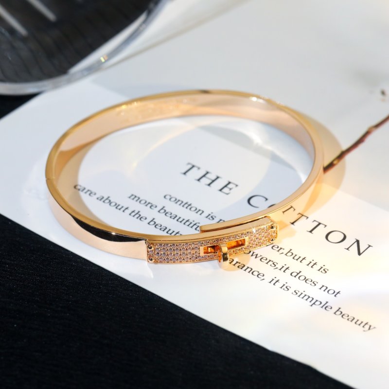 Hermès Kelly Diamond Pave White Gold Bangle Bracelet view