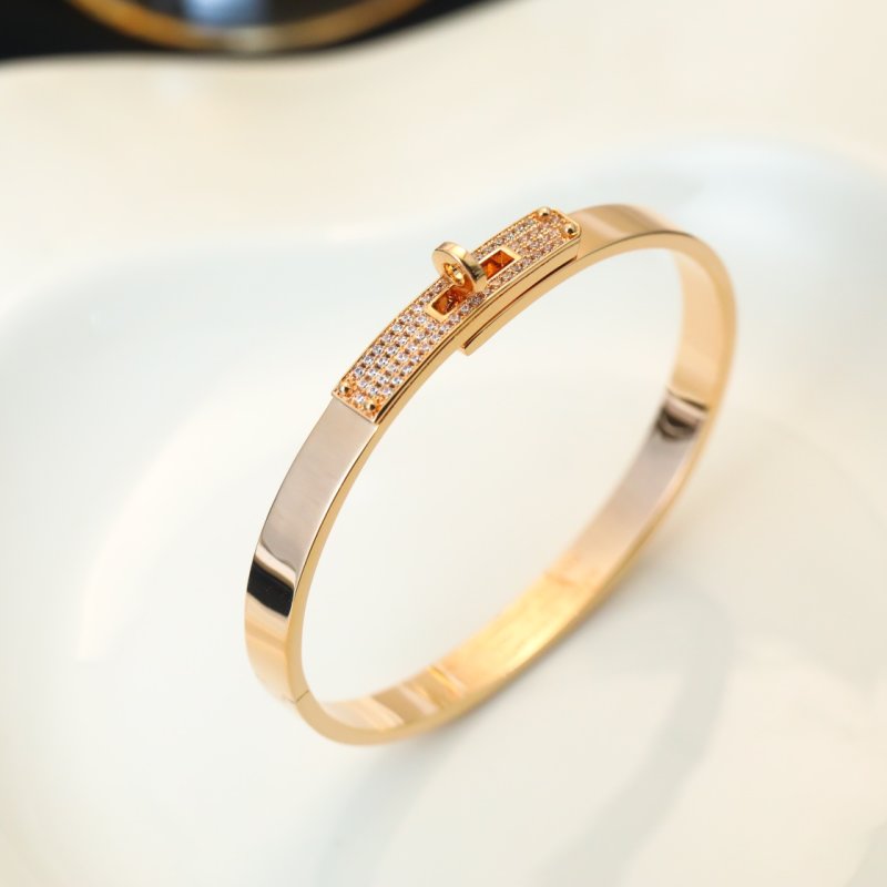 Hermès Kelly Diamond Pave White Gold Bangle Bracelet view