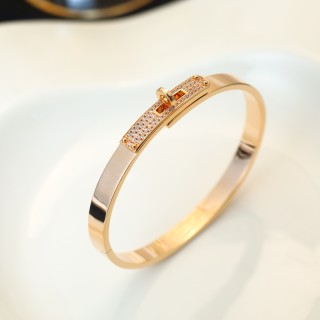Hermès Kelly Diamond Pave White Gold Bangle Bracelet view 7