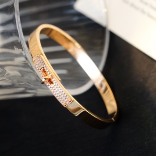Hermès Kelly Diamond Pave White Gold Bangle Bracelet view 8