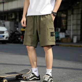Olive Green Cargo Shorts with Tank Top Set view 5