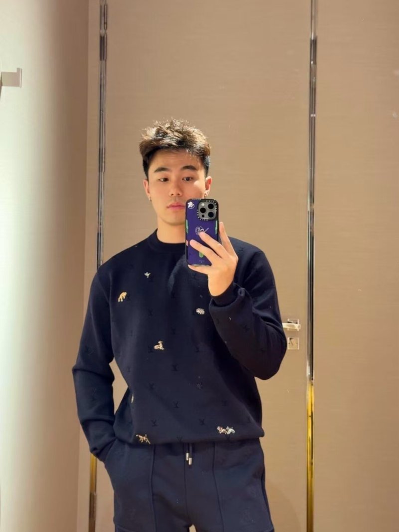 Essentials Navy Distressed Logo Sweatshirt