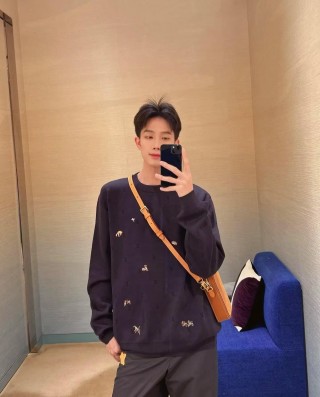 Essentials Navy Distressed Logo Sweatshirt view 2
