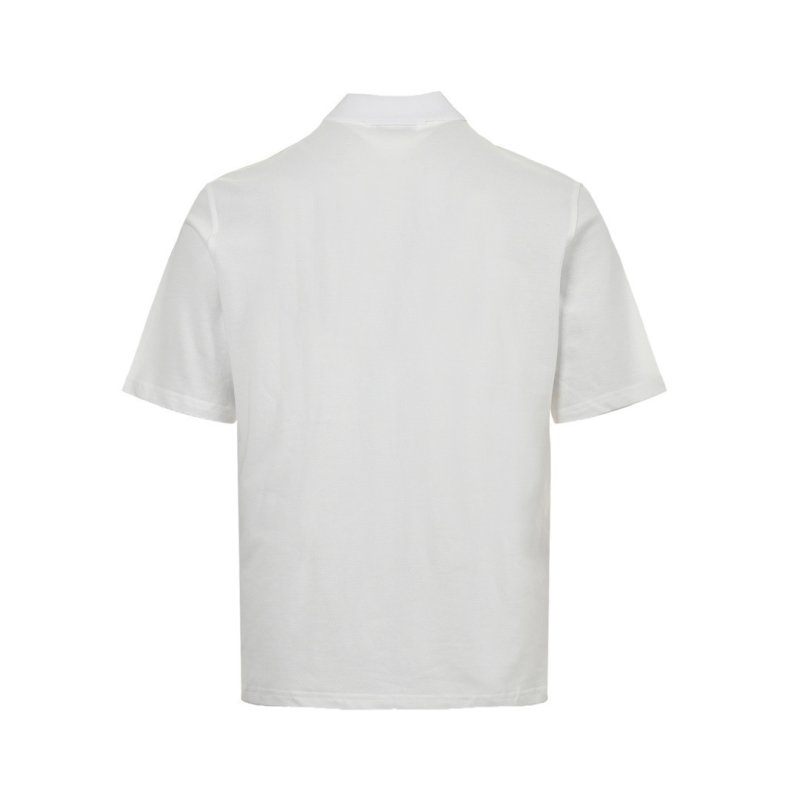 White Short Sleeve Polo Shirt with Chest Graphic view