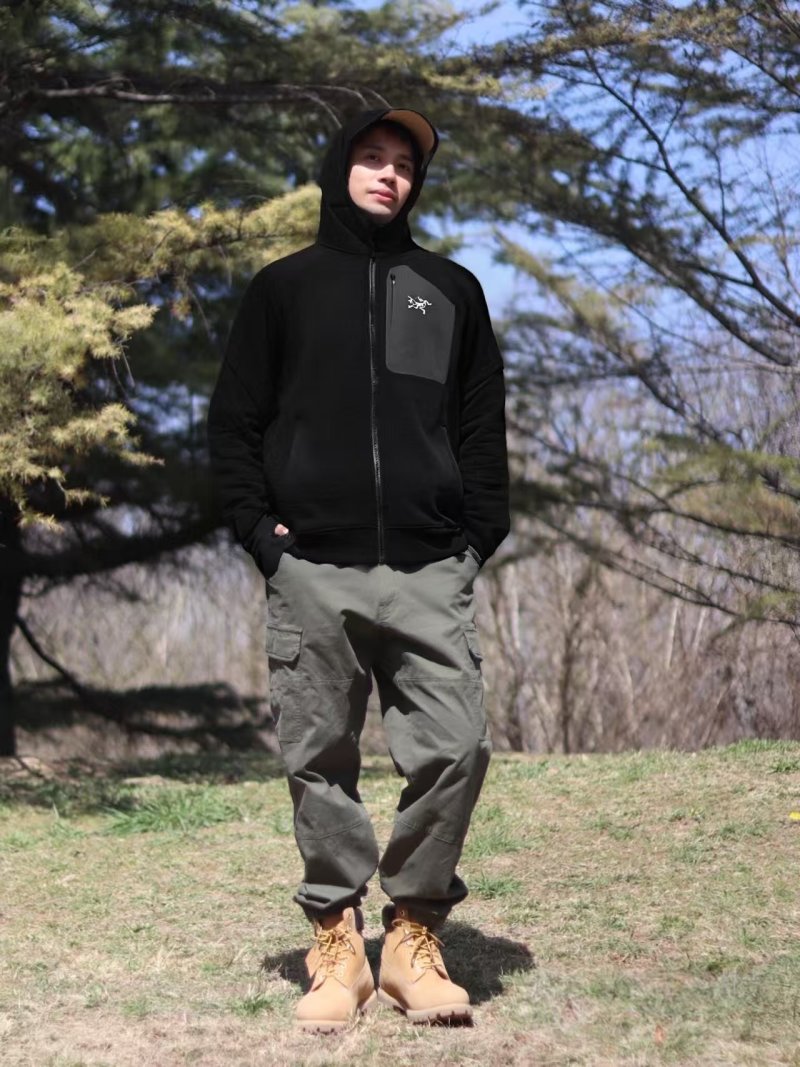 Arc'teryx Black Zip Hoodie Jacket with Chest Pocket