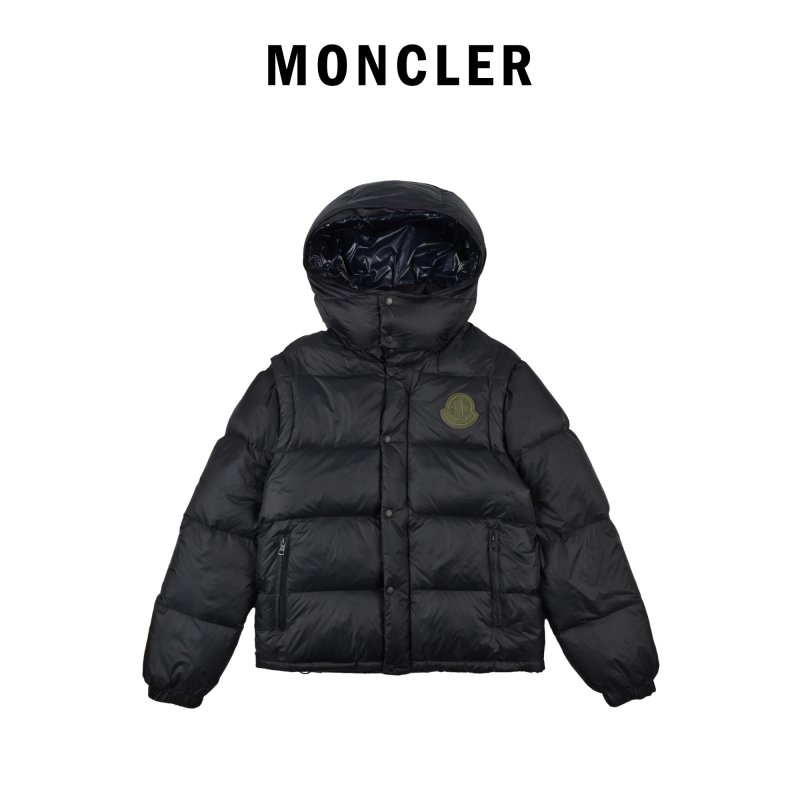 Moncler Black Puffer Down Jacket Gold Badge view