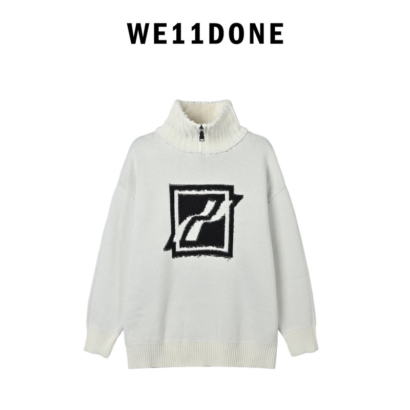 White Oversized Knit Sweater with Black Geometric Logo view