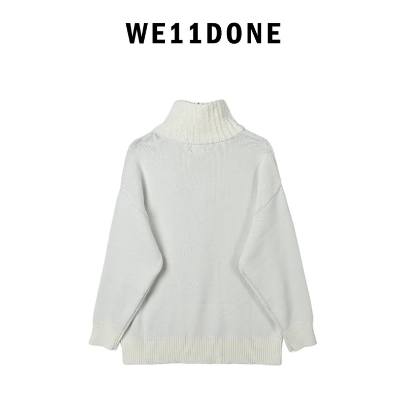 White Oversized Knit Sweater with Black Geometric Logo view