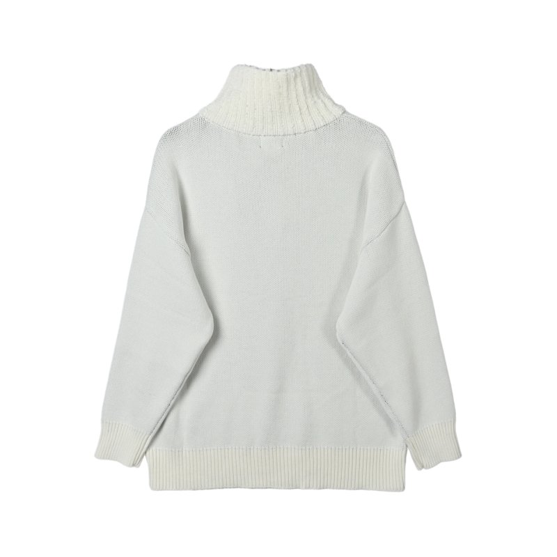 White Oversized Knit Sweater with Black Geometric Logo view