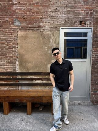 Moncler Black Short Sleeve Polo Shirt view 3
