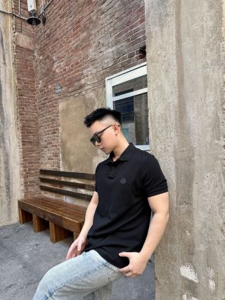 Moncler Black Short Sleeve Polo Shirt view 6