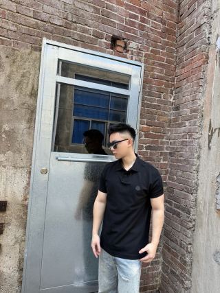 Moncler Black Short Sleeve Polo Shirt view 8