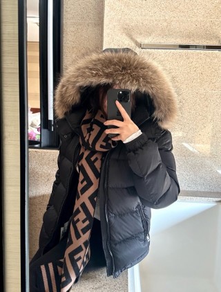 Moncler Black Puffer Down Jacket with Fur Hood view 5