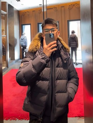 Moncler Black Puffer Down Jacket with Fur Hood view 6