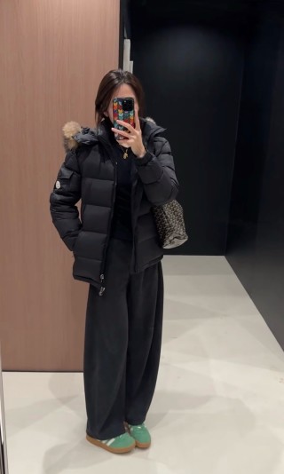 Moncler Black Puffer Down Jacket with Fur Hood view 7