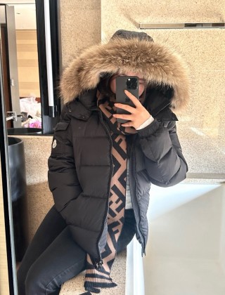 Moncler Black Puffer Down Jacket with Fur Hood view 8