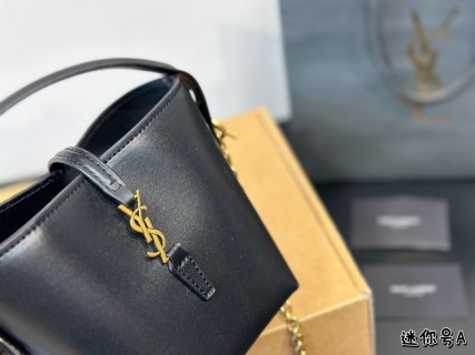 YSL LE37 Black Bucket Bag with Chain Strap view 2