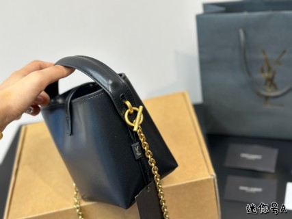 YSL LE37 Black Bucket Bag with Chain Strap view 3