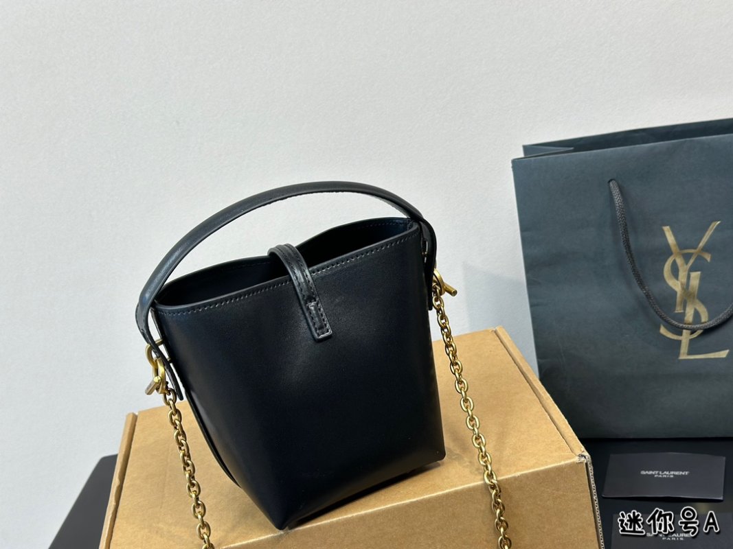 YSL LE37 Black Bucket Bag with Chain Strap view
