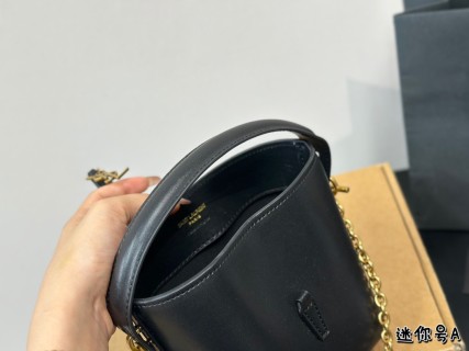 YSL LE37 Black Bucket Bag with Chain Strap view 7
