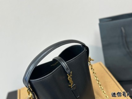 YSL LE37 Black Bucket Bag with Chain Strap view 9