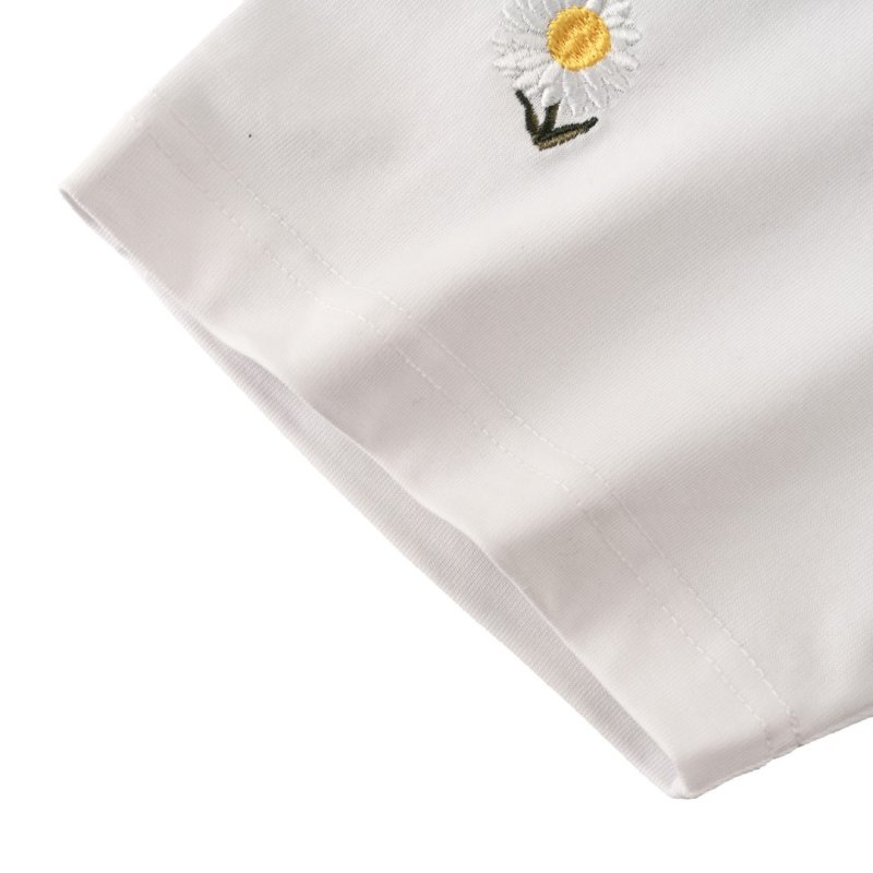 Cream Daisy Embroidered T-Shirt view