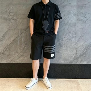 Black Stripe Shorts with Reflective Tape Detail view 3