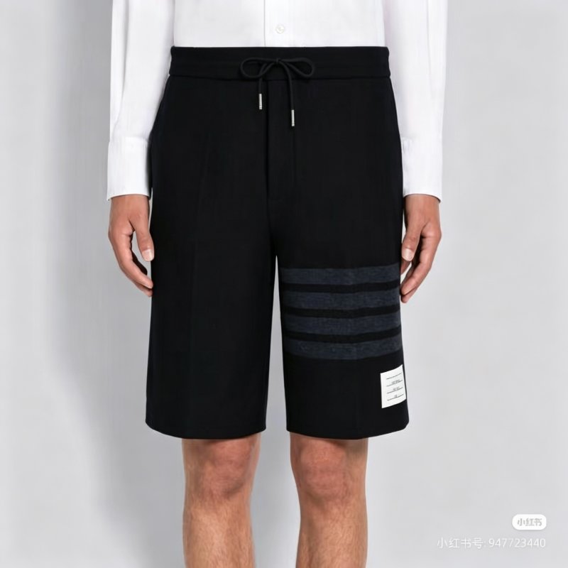 Black Stripe Shorts with Reflective Tape Detail view