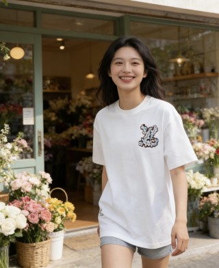 White Graphic Print Short Sleeve T-Shirt view 5