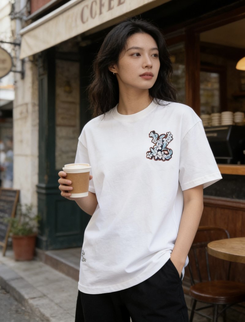 White Graphic Print Short Sleeve T-Shirt view