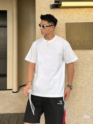 Prada Triangle Logo White T-Shirt view 5